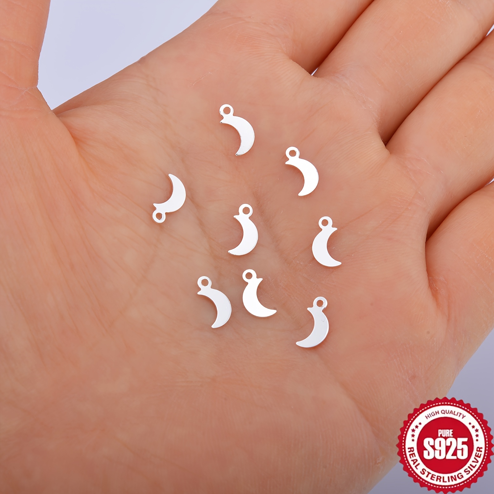 11pcs 925 Silver Moon Slices for Jewelry Making